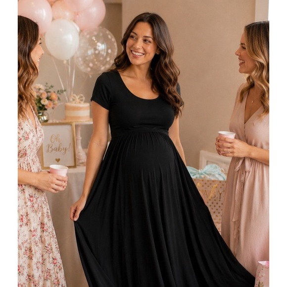 Hatch Dresses & Skirts - Hatch Short Sleeve Fit Flare Maternity Midi Stretch Dress Sz 2 Day/Night Capsule